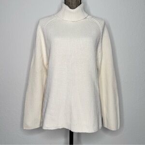 Lands' End Ivory Turtleneck Knit Women’s Sweater Size Large (14-16)